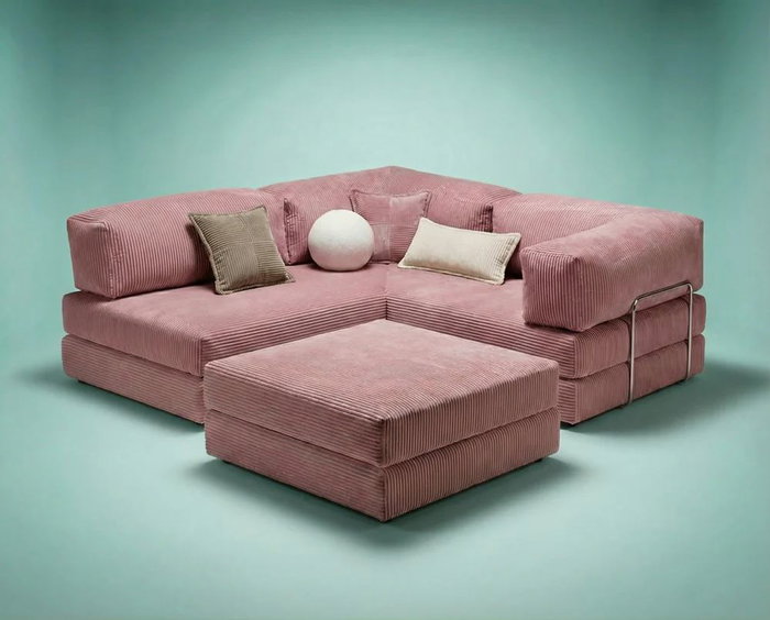 Atelier Del Sofa Sofá-Cama Esquinero Kanyon - Rosa